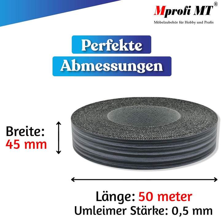 Mprofi MT® 50m Rolle-Kantenumleimer-Melaminkantenumleimer-Umleimer mit Schmelzkleber-Bügelkante für