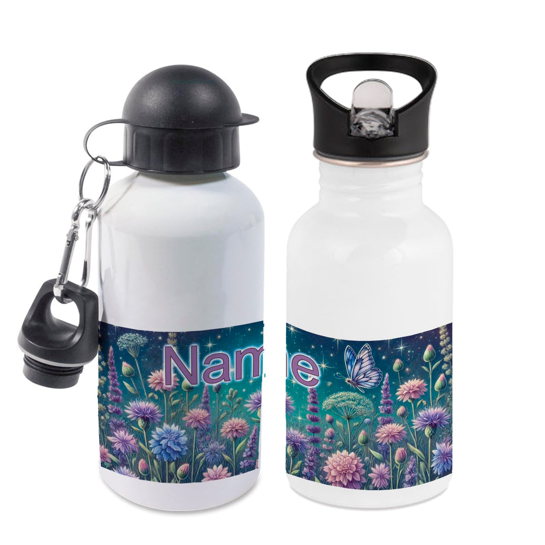 Trinkflasche mit Name/wahlweise 400ml, 500ml oder 600ml + Schriftwahl für Name + Edelstahl oder Alum