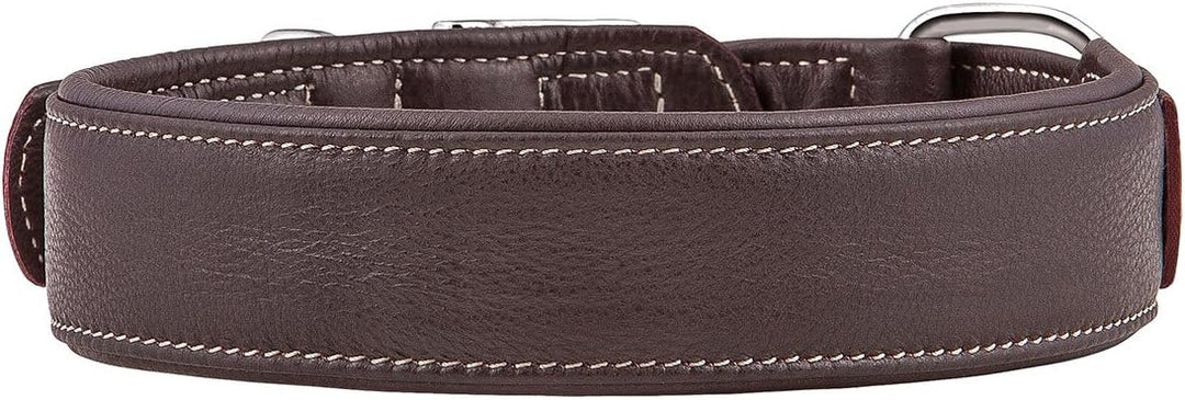Knuffelwuff 13991-005 Weiches Lederhalsband Hund Hundehalsband Glendale 38-45cm, braun Braun Halsumf