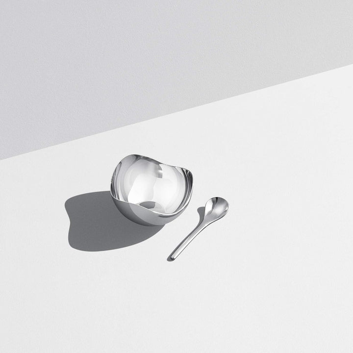 Georg Jensen Salz Sellar Mit Löffel, Edelstahl, Stainless Steel 11.7 x 13 x 5.1 cm