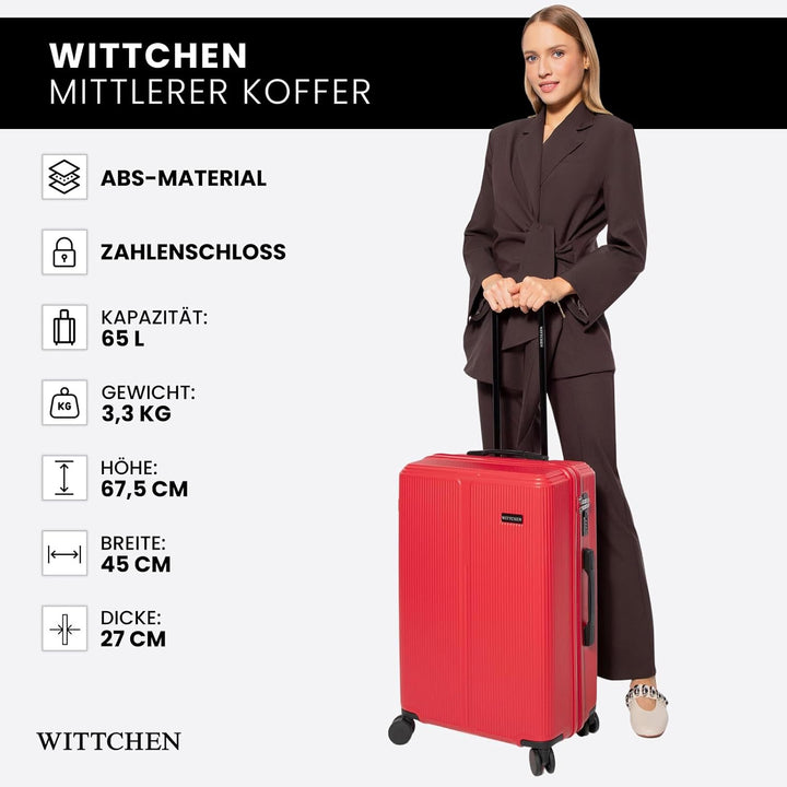 WITTCHEN Stripes Line Mittelgrosser Koffer 67,5 x 45 x 27 cm (L) | Hartschale Reisekoffer ABS, 65 l,