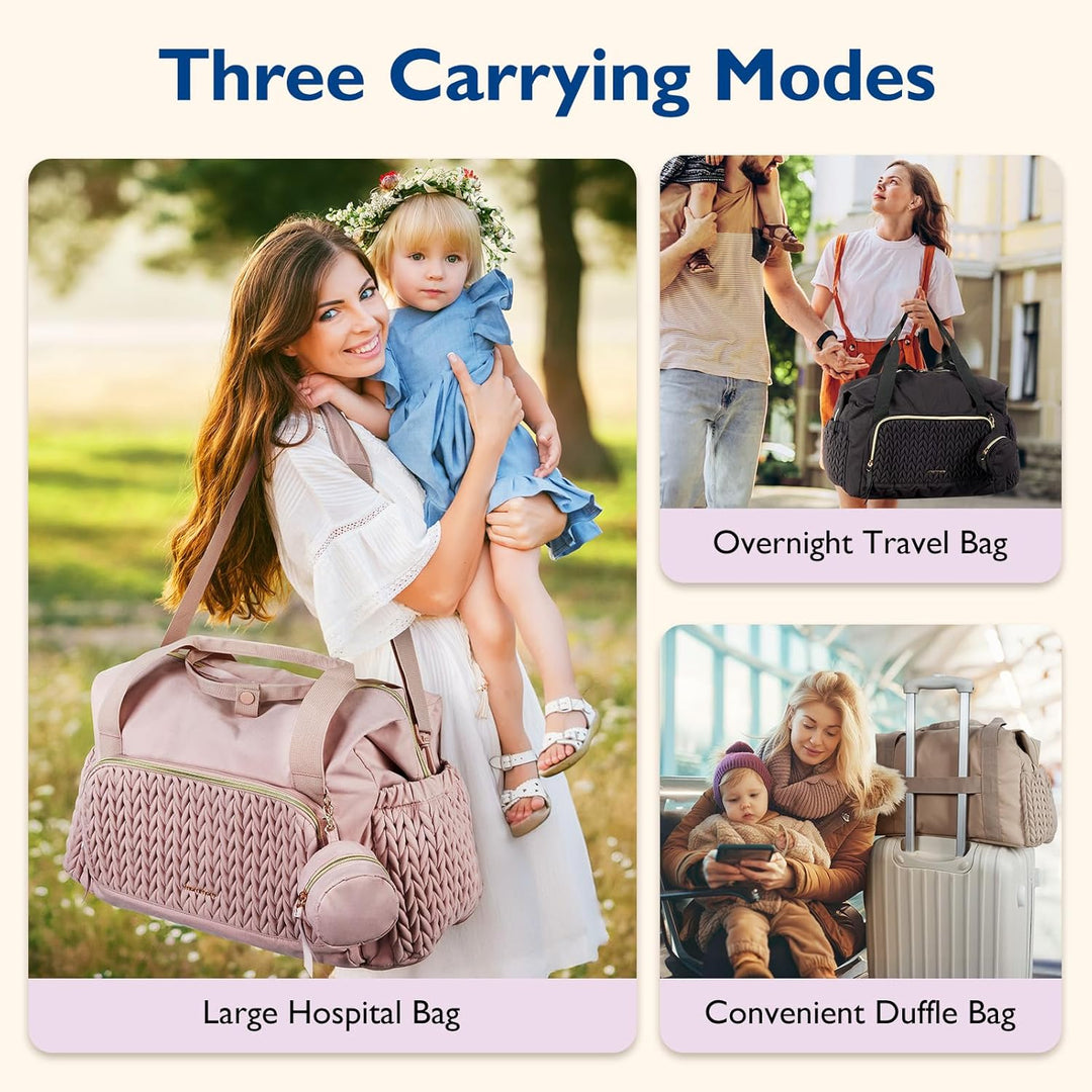 mommore Wickeltasche, geräumige Reise-Wickeltasche, Kliniktasche für die Geburt, Babytasche mit Schn