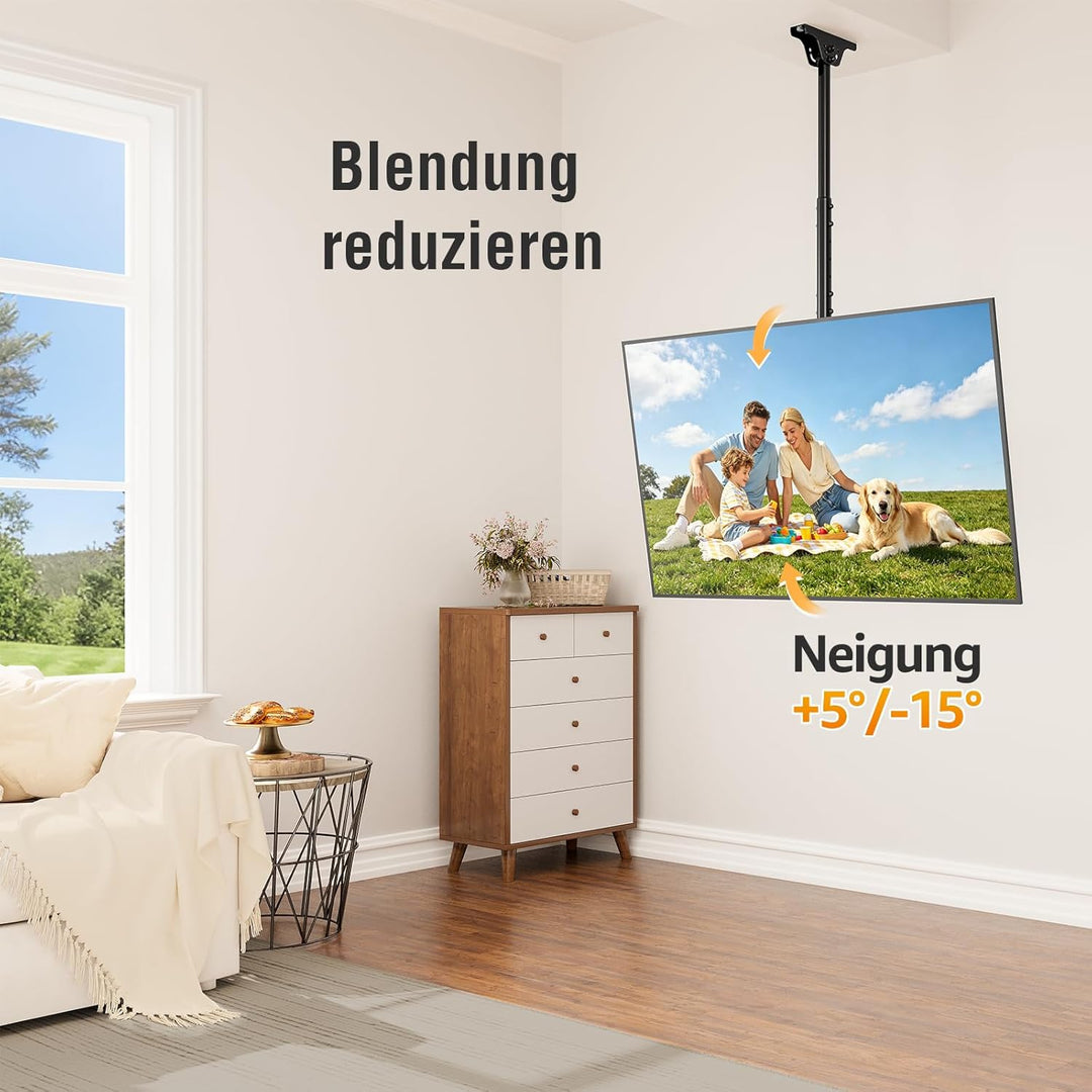 ELIVED TV Deckenhalterung für die meisten 37-75 Zoll Flach & Curved Fernseher bis zu 50KG, max. VESA