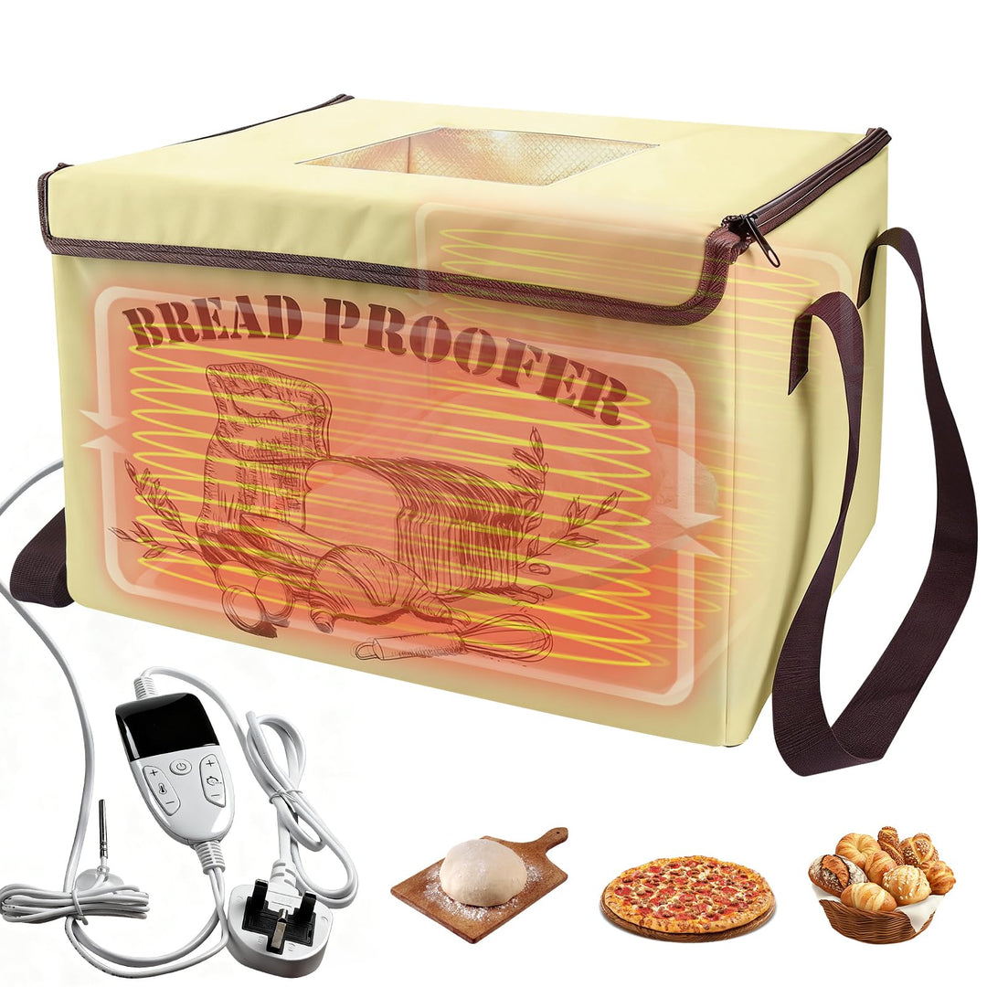 Brot Gärbox Sauerteig Dreiseitige Heizung, Faltbarer Gärschrank 10-45°C NTC-Sensor, 48H Timer Sauert