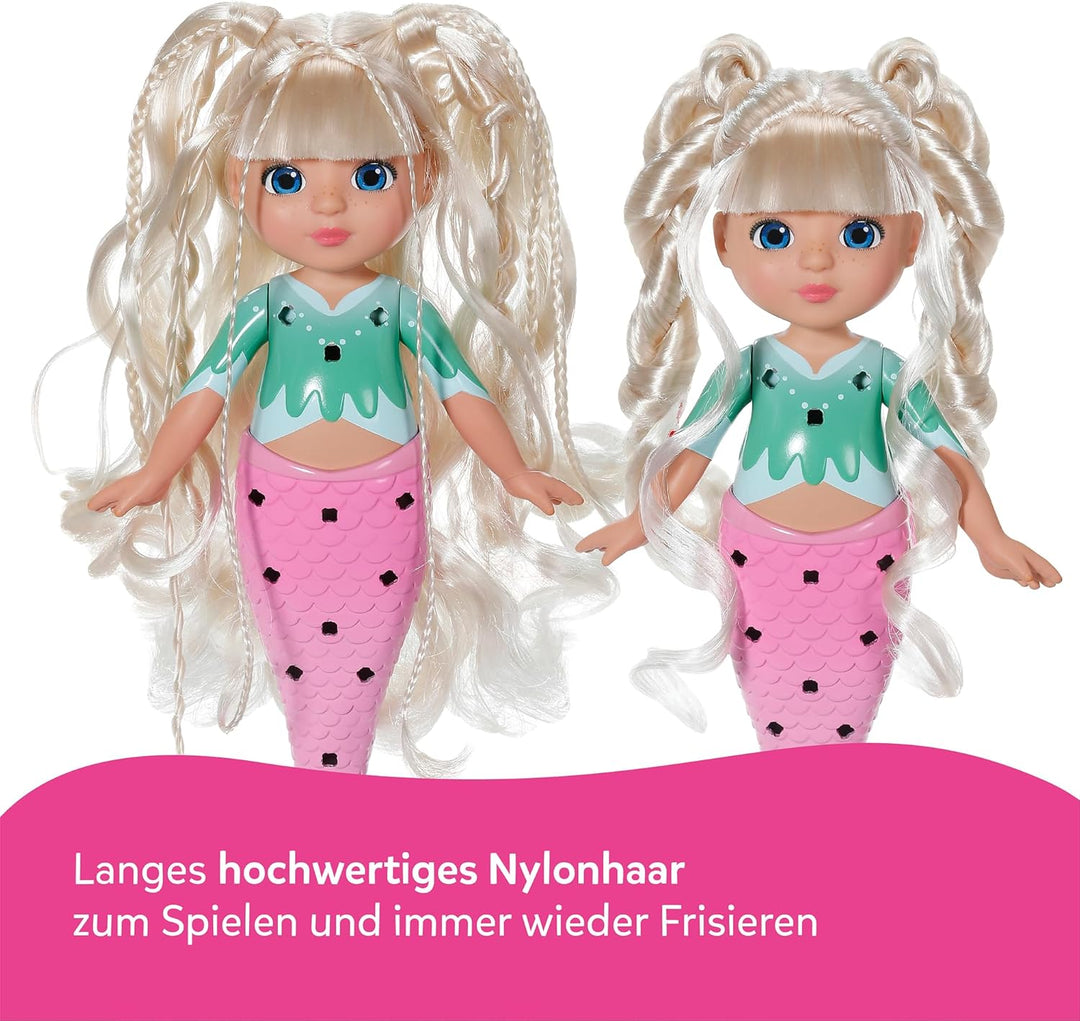 Baby Born Glam Up Sparkle, Meerjungfrau mit Langen blonden Haaren mit UV-Farbeffekt, zum Stylen mit