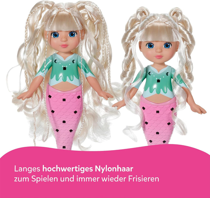 Baby Born Glam Up Sparkle, Meerjungfrau mit Langen blonden Haaren mit UV-Farbeffekt, zum Stylen mit