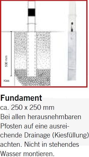 Absperrpfosten 2-er Set, herausnehmbar per Dreikantverschluss, zum Einbetonieren, aus Stahlrohr Ø 60