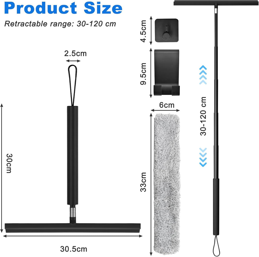 Duschabzieher Langer Stiel, 30-120cm Verstellbarer Wasserschieber Silikon Bodenabzieher mit Halterun