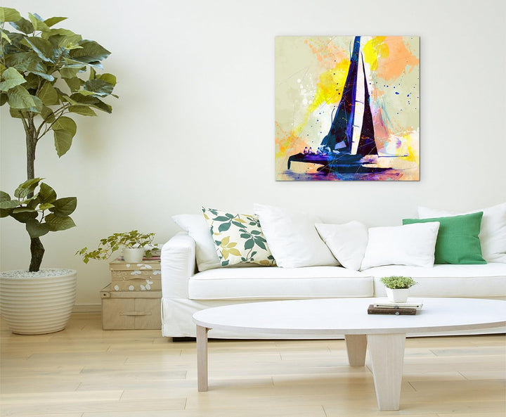 Katamaran I 60x60cm Wandbild SPORTBILD Aquarell Art tolle Farben von Paul Sinus
