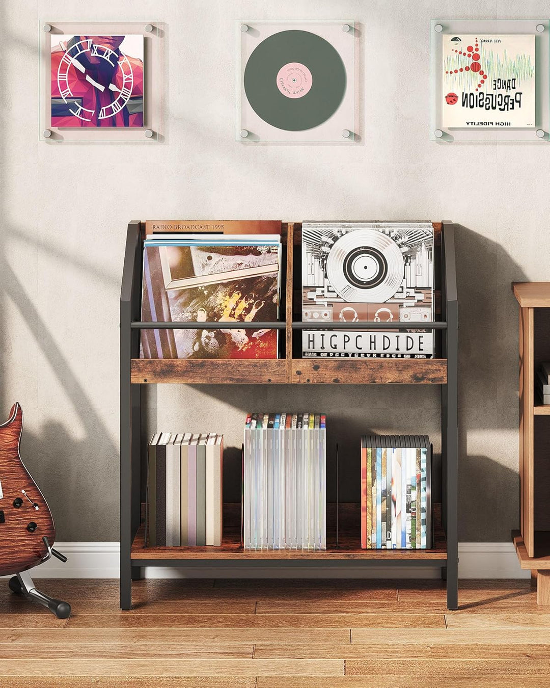CHOEZON Vinyl Schallplatten Aufbewahrung, 2-stöckiger Schallplattenständer, Schallplattenregal, Scha