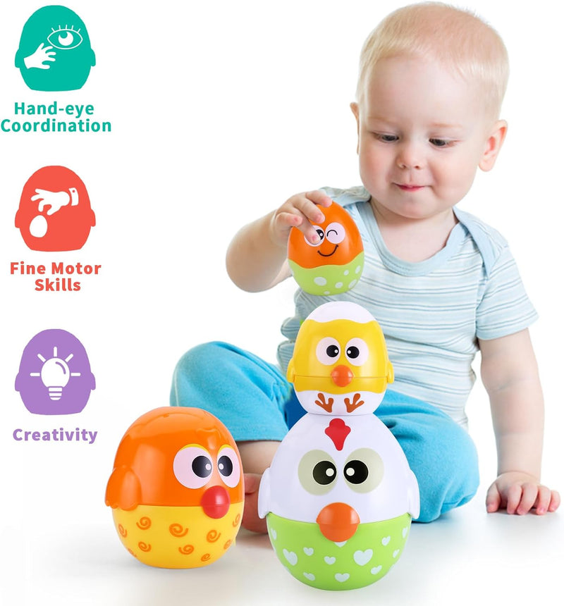 MOONTOY Baby Stapelspielzeug ab 1 Jahr，8 PCS Ei Stapelturm Ab 1 Jahr，Montessori Spielzeug ab 8 10 11