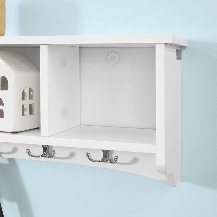 SoBuy® FRG48-L-W Wandgarderobe Wandhaken Hängeregal Badezimmerschrank mit 5 Haken weiss, B 72cm, FRG
