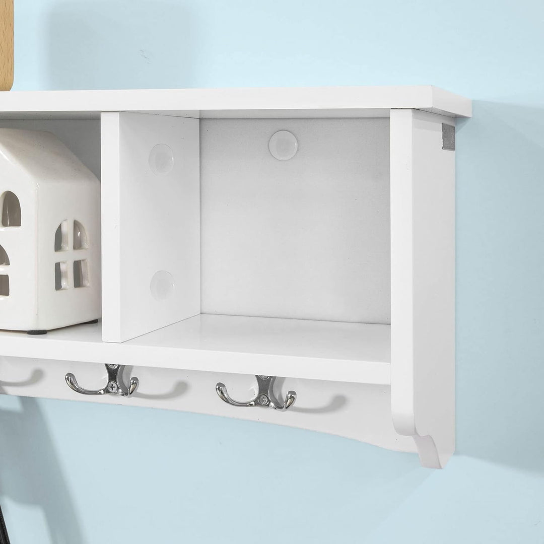 SoBuy® FRG48-L-W Wandgarderobe Wandhaken Hängeregal Badezimmerschrank mit 5 Haken weiss, B 72cm, FRG