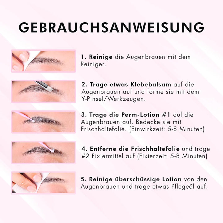 Augenbrauen Lifting Set, Brow Lamination Kit 6–8 Wochen Halt, 15 Anwendungen, DIY Augenbrauen Lamini