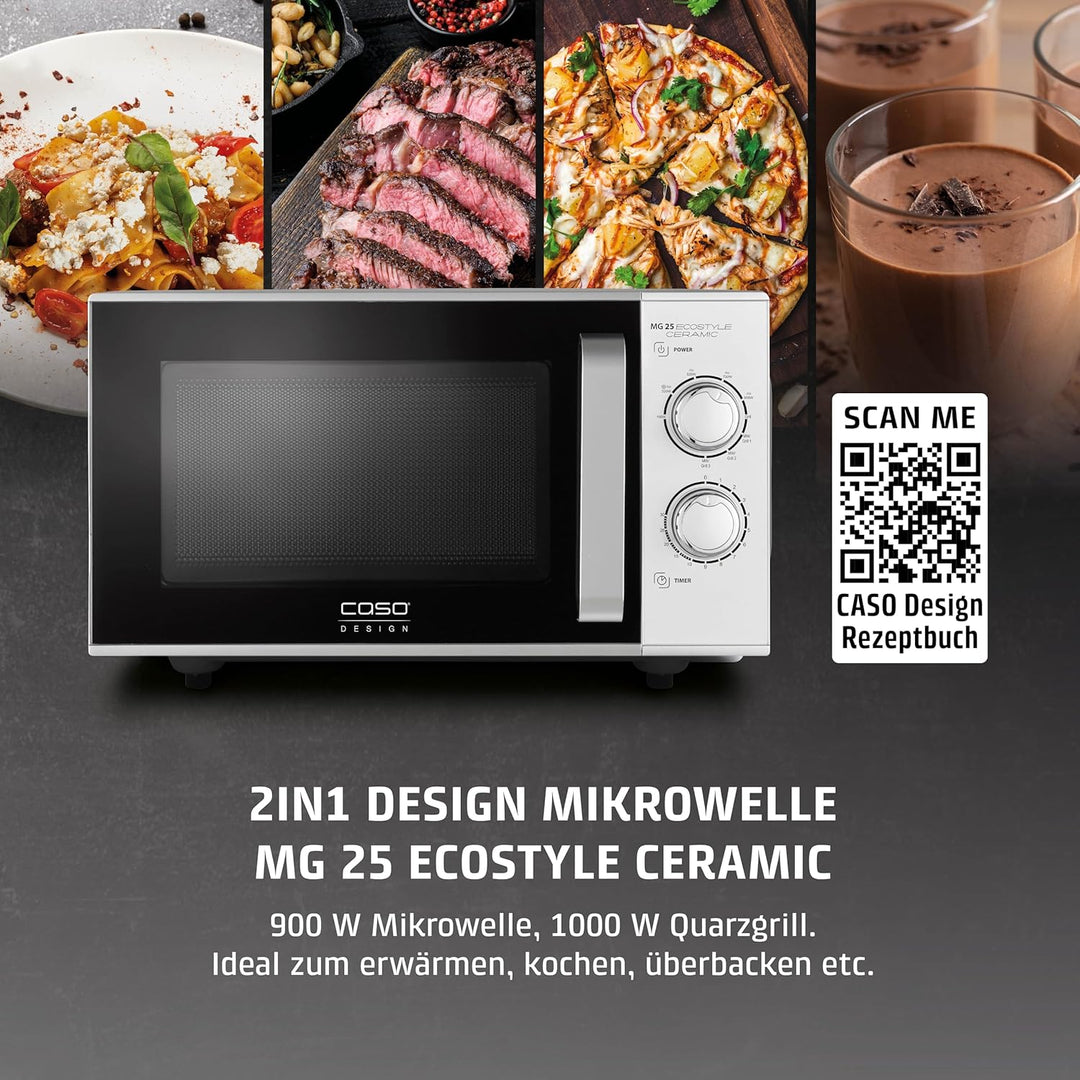 CASO MG 25 Ecostyle Ceramic - Design Mikrowelle mit Grill, grössere Nutzfläche dank CASOTEK Boden, 2