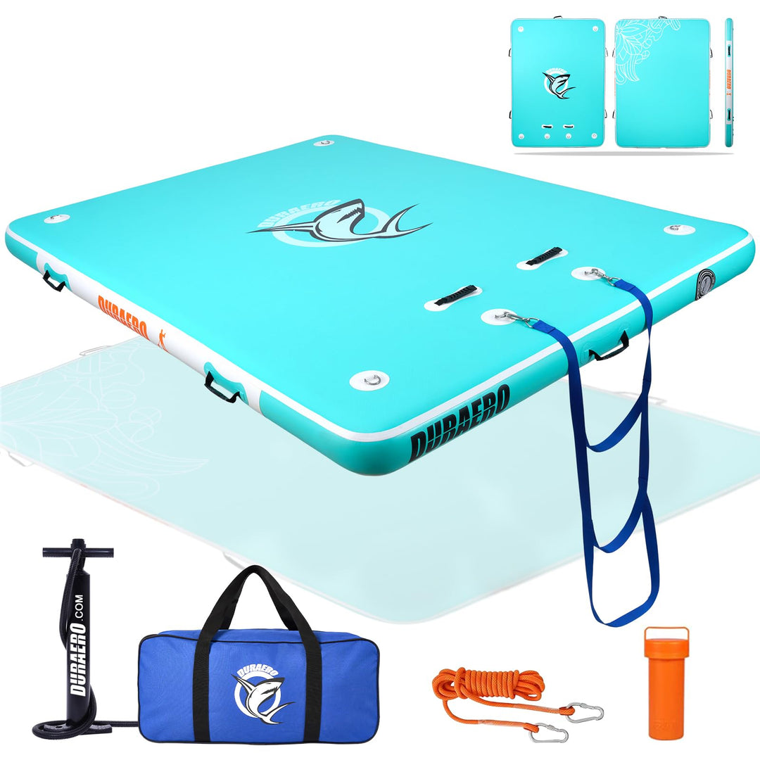 DURAERO Aufblasbare Schwimmplattform 240 x 180 x 15 cm, Badeplattform für bis zu 4 Personen, Drop-St