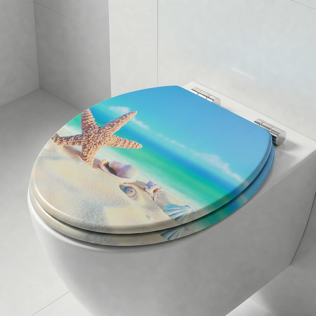 SINOBATH WC-Sitz Mit Absenkautomatik, Hochwertige Und Stabile Antibakterieller Toiletten, MDF Holzke