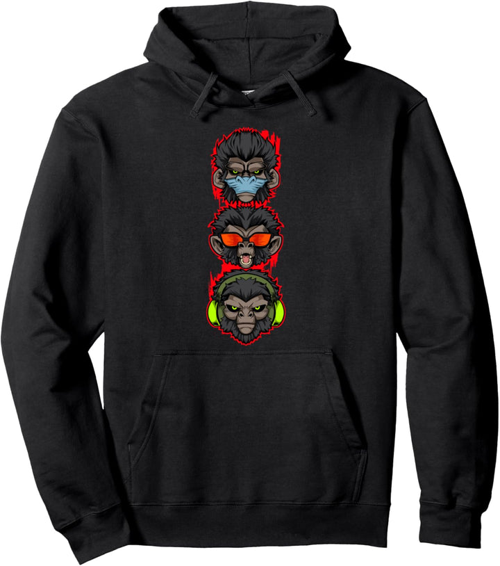 Drei Weise Affen Nichts Sehen Hören Sagen Mystische Primaten Pullover Hoodie