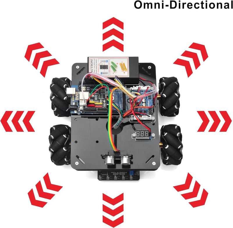 OSOYOO Omni-directinal Mecanum Wheels Robot Car Kit for Arduino | Metal Chassis DC Motor Robotic |ST