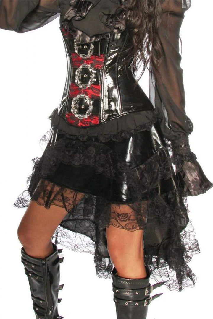 Wetlook Piraten Mittelalter Volant-Rock mit Spitze - schwarz - M M Schwarz, M Schwarz