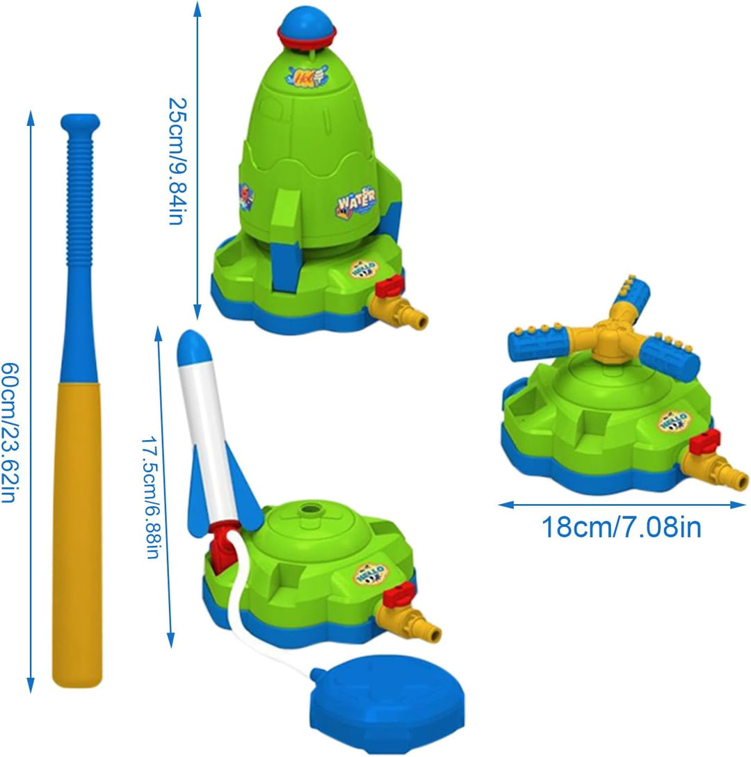 Wassersprinkler für Kinder,4-in-1 Sprenger Für Kinderspiel Draussen | Baseball Raketenstart Spielset