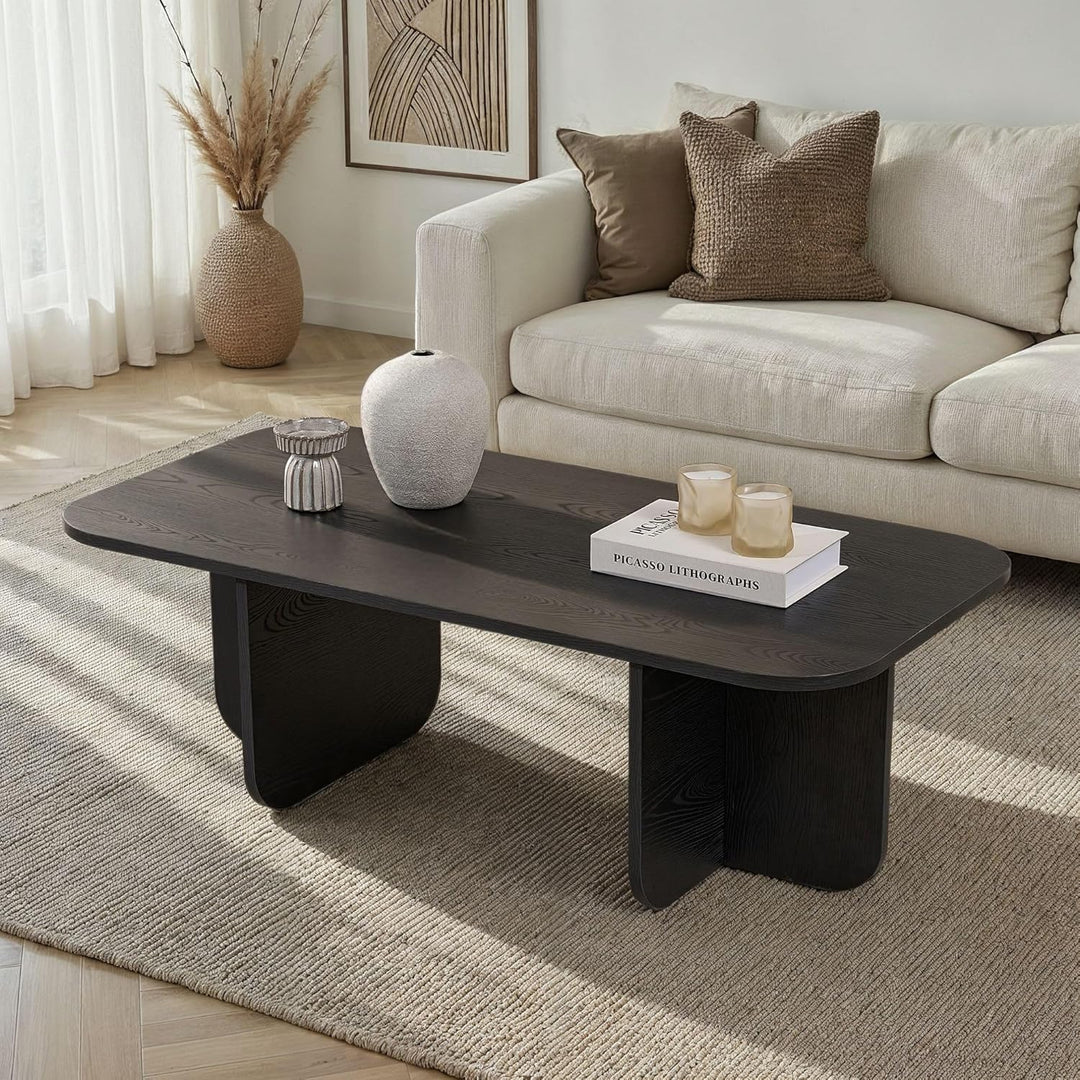 Stilvoller schwarzer Couchtisch, 120 x 60 x 41 cm | 100% melaminbeschichtete Spanplatte, 18 mm dick