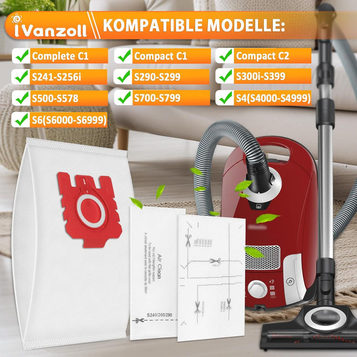 6 Stück Staubsaugerbeutel für Miele Hyclean Pure FJM Staubsauger Complete C1 Compact C1 C2 S24 S256i