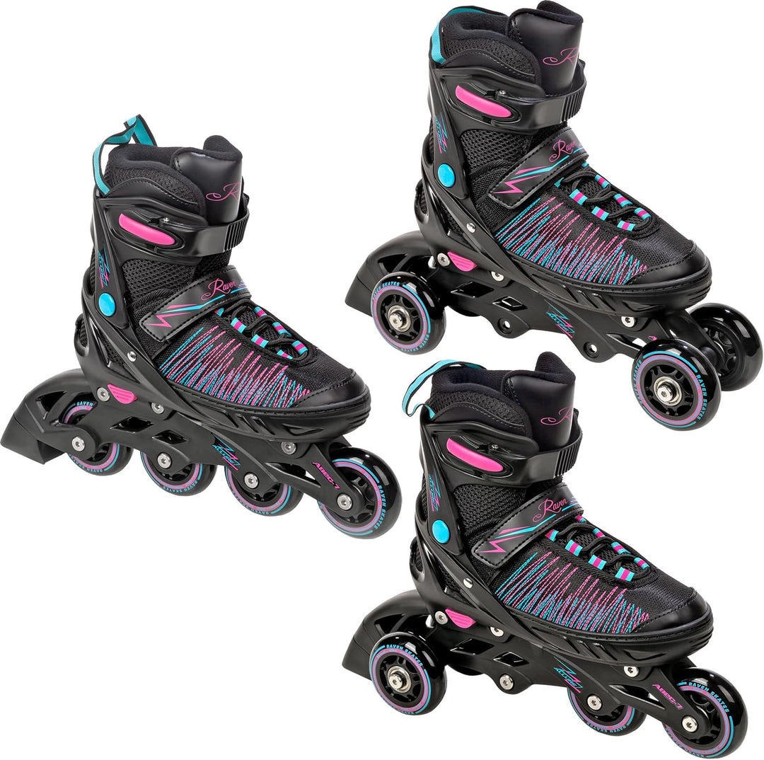 RAVEN 3in1 Inline Skates Triskates Rollschuhe Inliner für Kinder Erwachsene Mädchen Damen verstellba