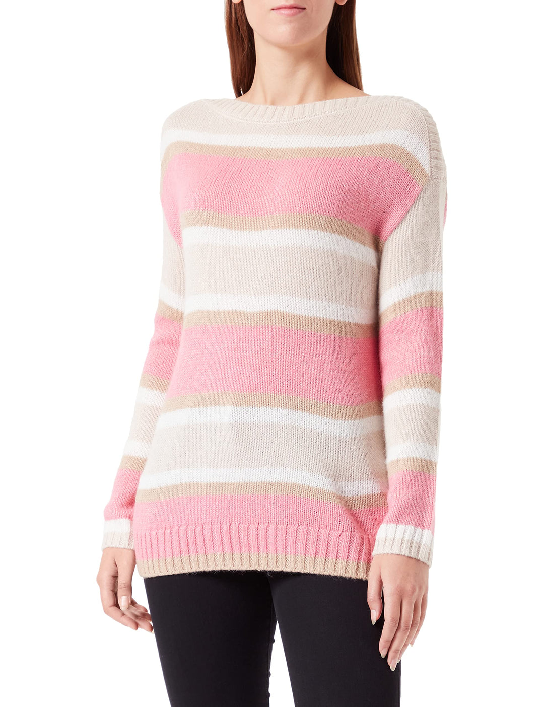 Gerry Weber Damen Pullover 42 Lila/Pink/Ecru/Weiss Ringel, 42 Lila/Pink/Ecru/Weiss Ringel