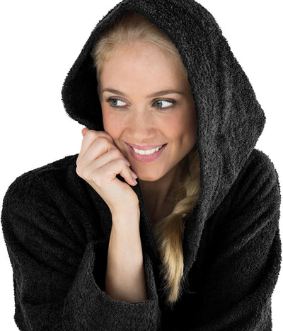 CelinaTex S-XXXL Bademantel Kapuze oder Schalkragen Uni lang aufgesetzte Taschen Damen Herren Unisex