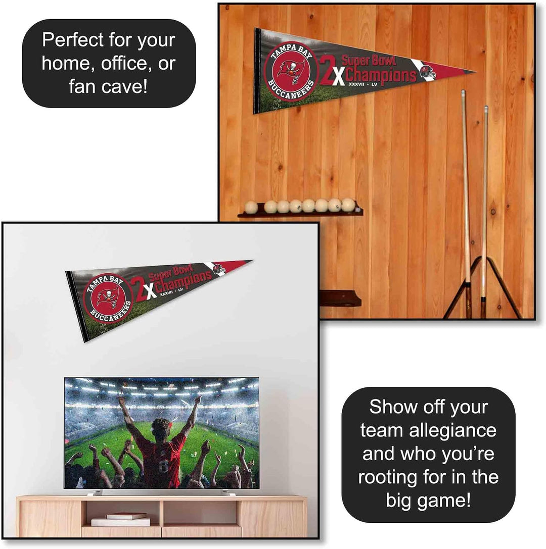 WinCraft Tampa Bay Buccaneers 2 Time Bowl Champions Pennant Banner Flag