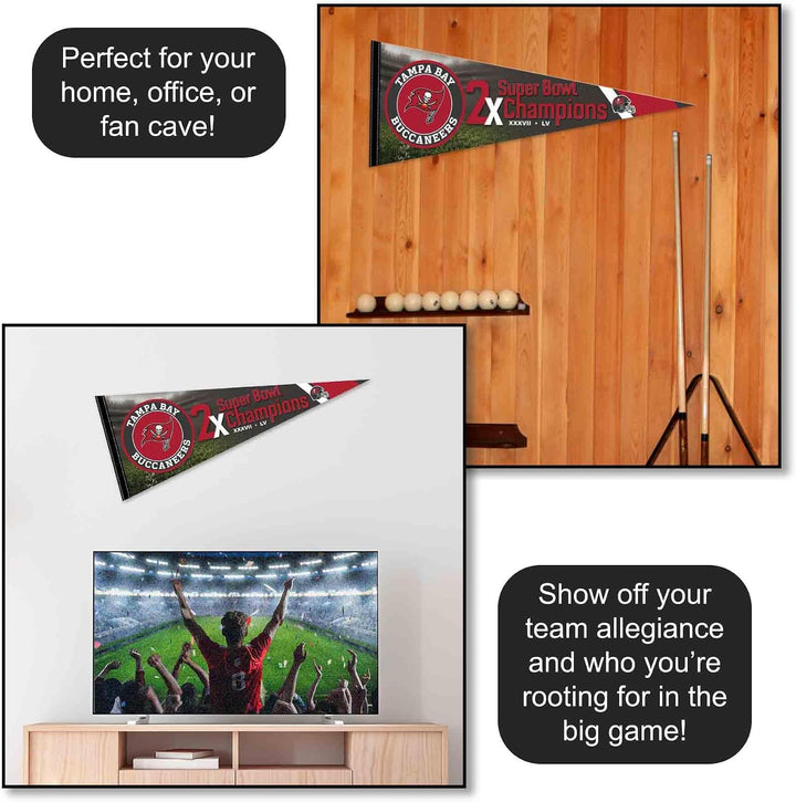 WinCraft Tampa Bay Buccaneers 2 Time Bowl Champions Pennant Banner Flag