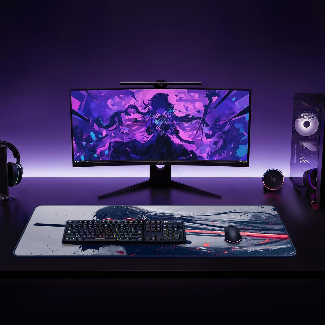 XXL Gaming Mauspad 900x400 - Vernähte Kanten &amp; wasserabweisend - Anime Mousepad für Gamer &amp; Büro - g