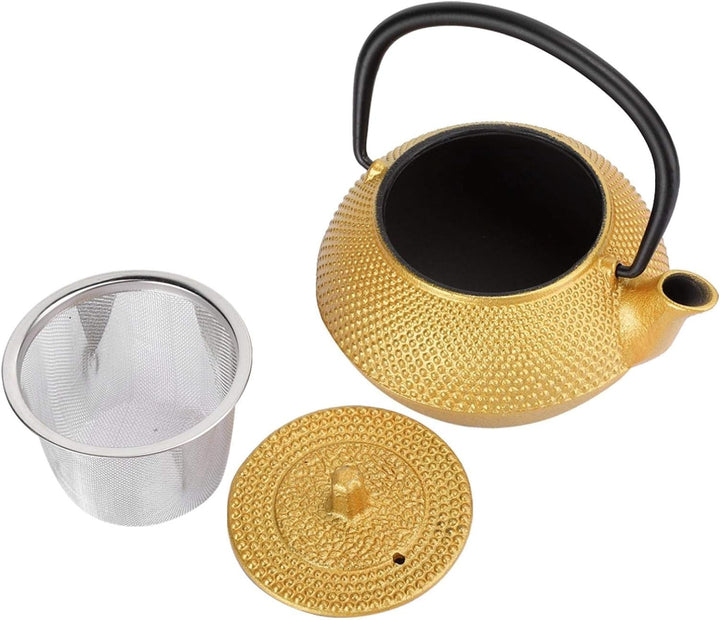 300ml Gold Gusseisen Teekessel mit Edelstahl Teesieb, Asiatischer Stil Teekanne, Loseblatt Tee Kanne