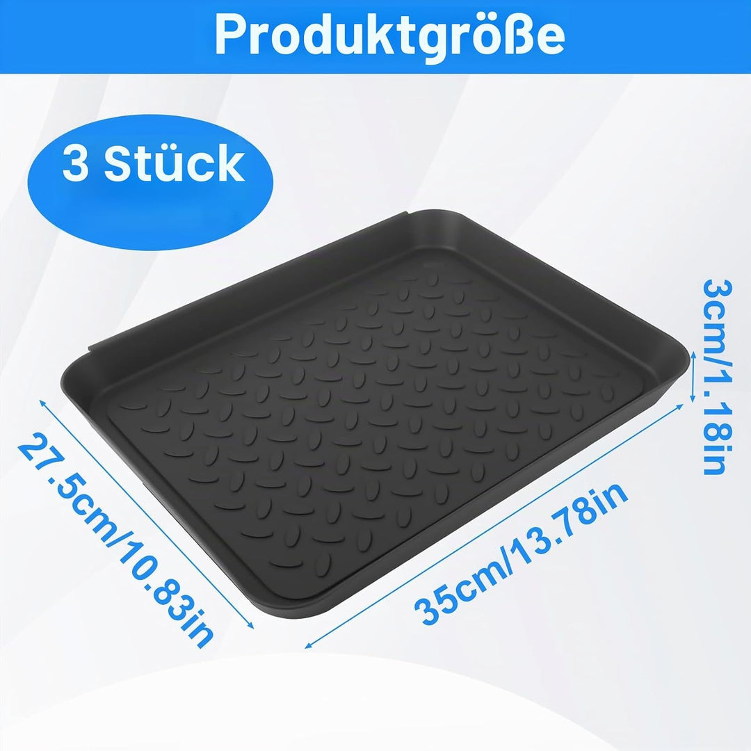 4 Stück Schuhabtropfschale,Schuhmatte Abtropfwanne 35 x 27.5 x 3 cm, Rutschfeste Kunststoff Schuhwan