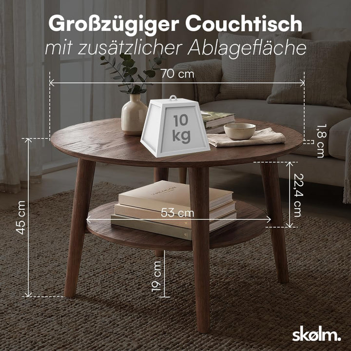skølm Mjölnir Couchtisch rund – Wohnzimmertisch Holz – Hochwertiger Beistelltisch für Wohnzimmer – C