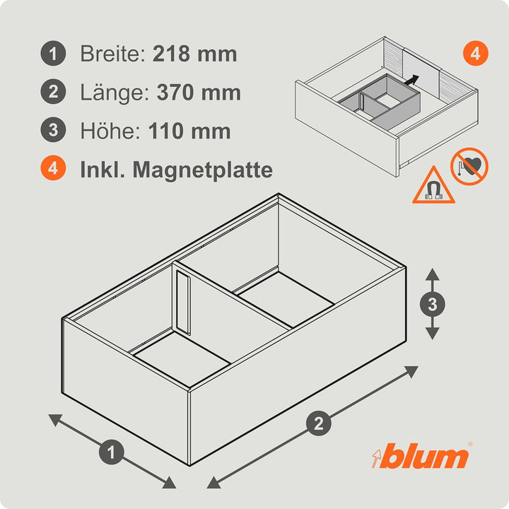 Blum Ambia-Line Frontauszugsrahmen 371x218x110mm, KS Stahl carbonschwarz matt