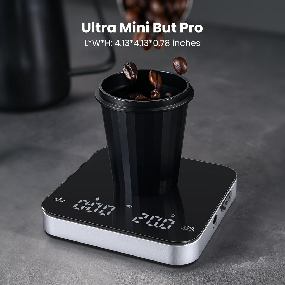 Maestri House Coffee Scale with Timer, Digital Kitchen Scale, 2kg/0.1g Precision, Rechargeable, with
