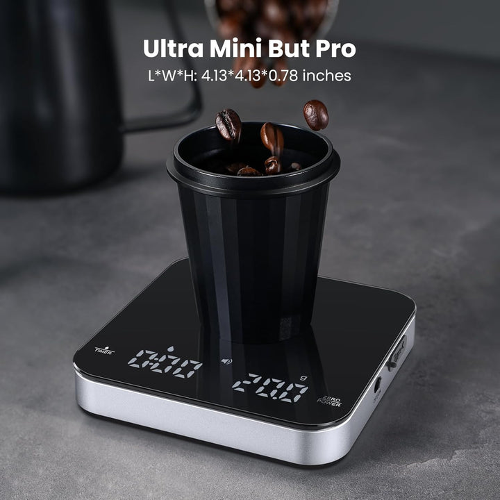 Maestri House Coffee Scale with Timer, Digital Kitchen Scale, 2kg/0.1g Precision, Rechargeable, with
