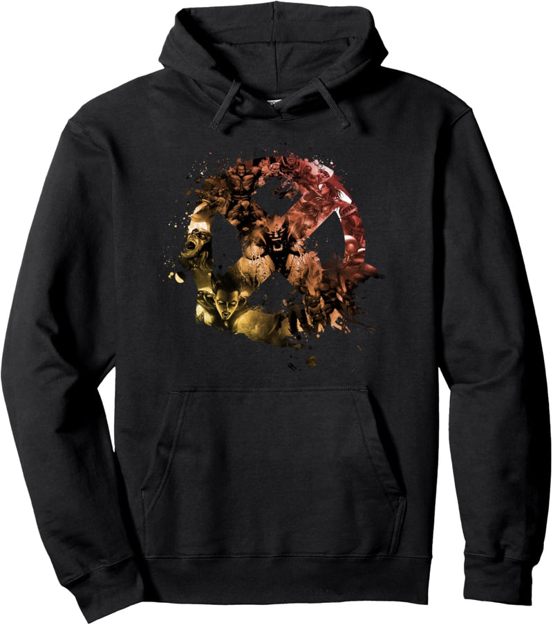 Marvel X-Men Character Collage Splatter Gradient Logo Pullover Hoodie