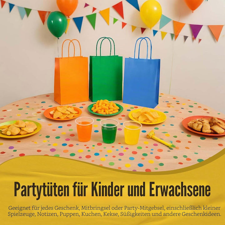 Thepaperbagstore 30 Regenbogen Kleine Papiertüten mit Henkel 18 x 22 x 8 cm | Farbige, recycelbare K