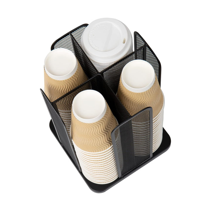 Mind Reader Network Collection, 4-Compartment Cup and Lid Dispenser, Countertop Organizer, Metal Mes