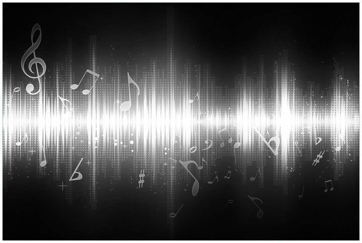 Wallario Glasbild Noten der Musik in schwarz und weiss - 60 x 90 cm Wandbilder Glas in Premium-Quali