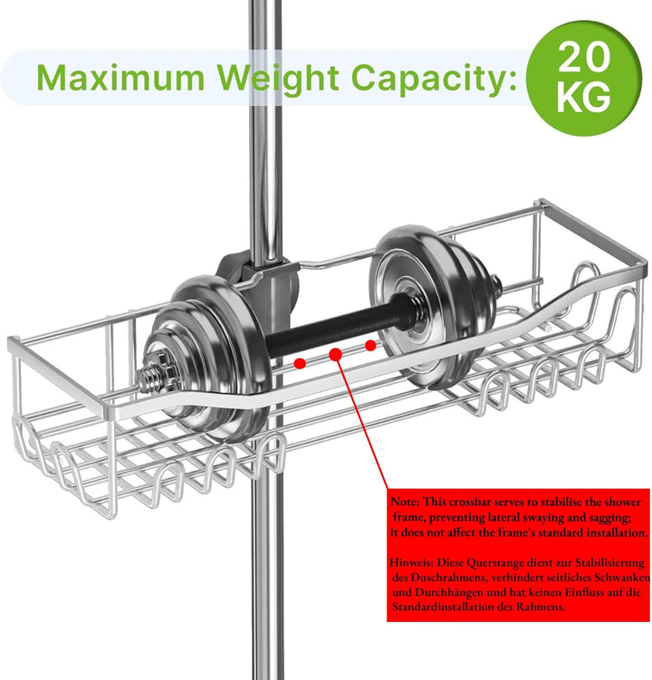 2 Stück Duschablage Ohne Bohren,Edelstahl Badregal Duschregal Rostfrei,Grosse Grösse und Kapazität D