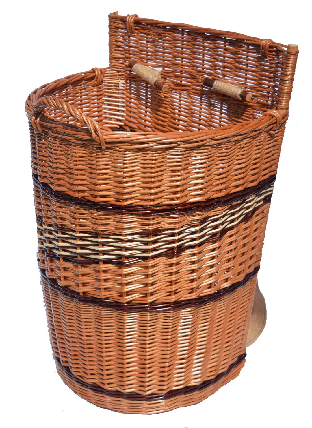 Rückentragekorb Kiepe aus Weide mit Gurten, handgeflochten & lackiert, stabiler Erntekorb Holzkorb G