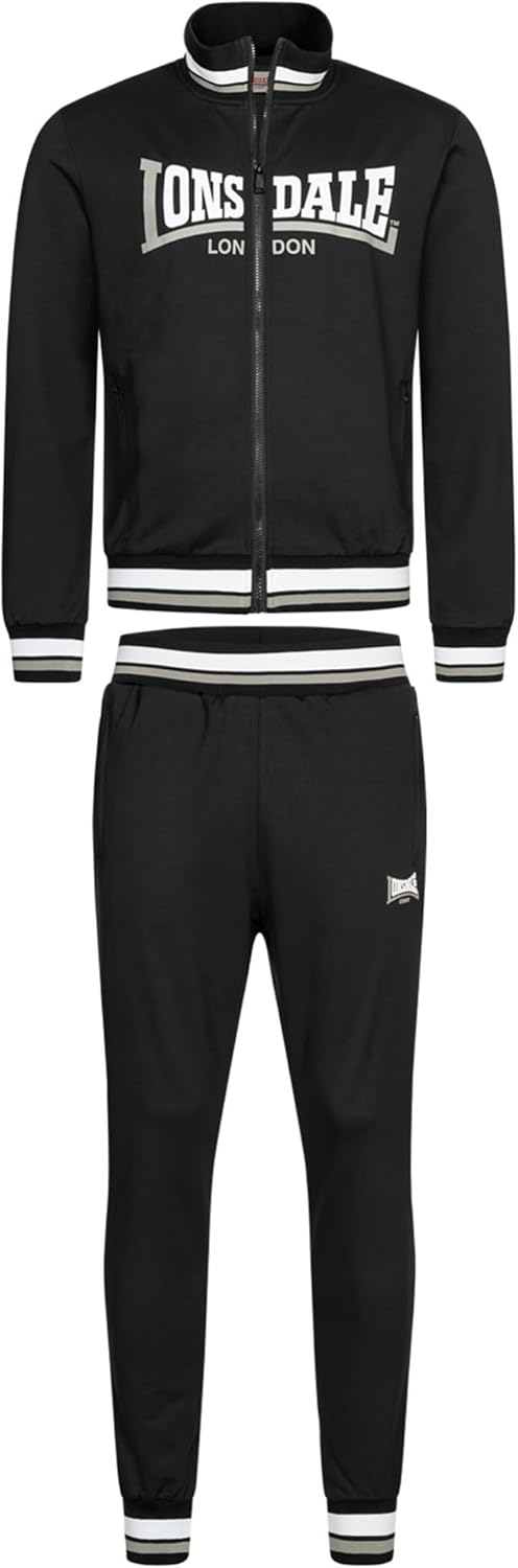 Lonsdale Herren Poolewe Tracksuit S Black/White/Grey, S Black/White/Grey