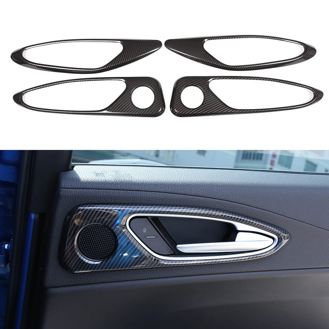 4 x Carbon Fiber Style ABS Kunststoff für Giulia 2017 2018 2019 2020 Auto Chrom Innenraum Türgriff R
