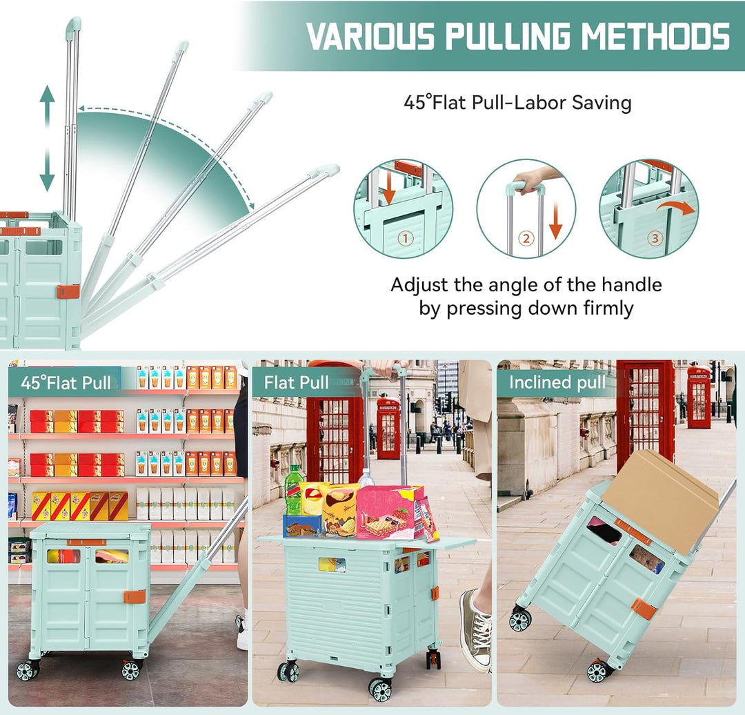 Zusammenklappbarer Mehrzweckwagen auf Rädern, arbeitssparender zusammenklappbarer Trolley mit magnet