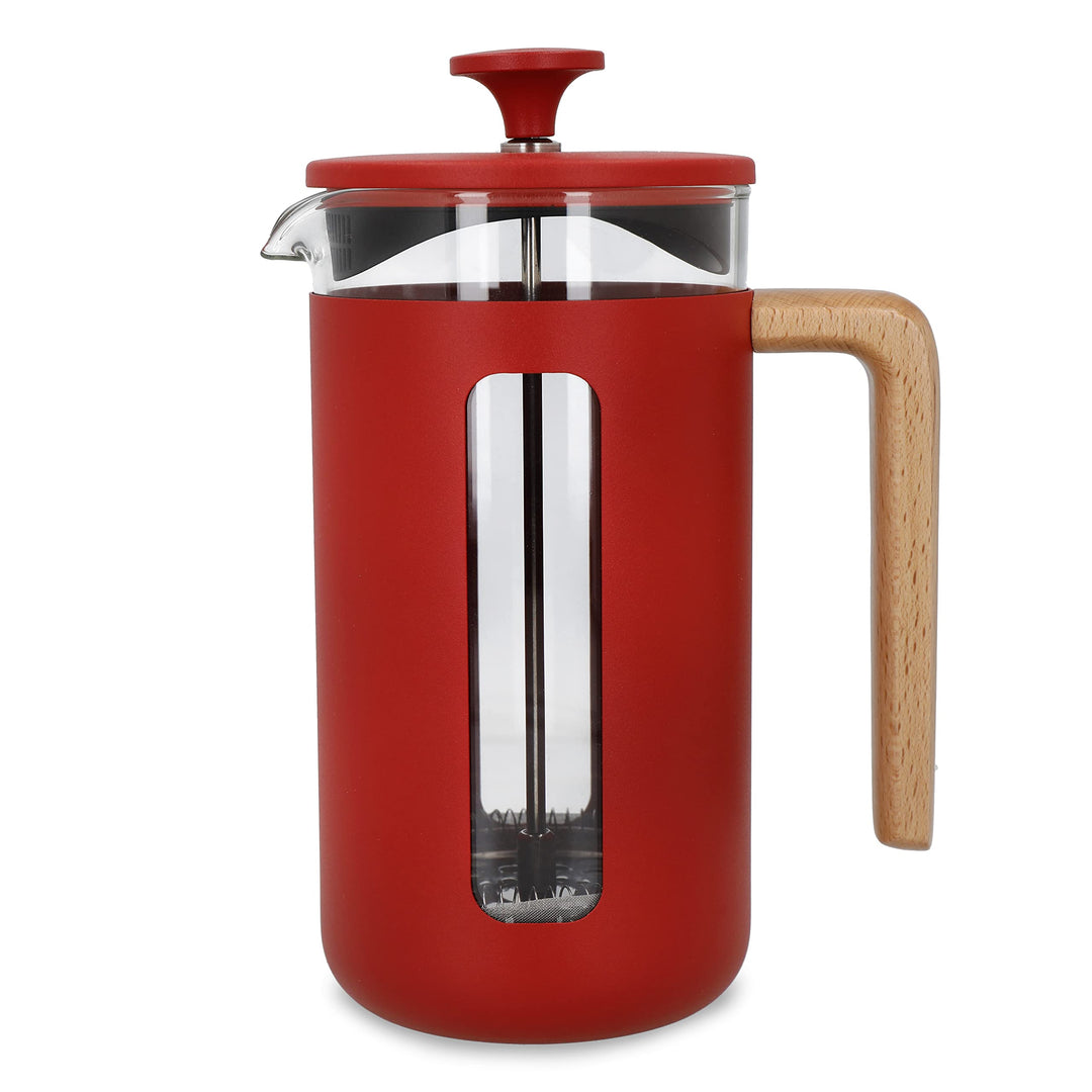 La Cafetière Pisa Kaffeebereiter aus Edelstahl, 8 Tassen, Rot, in Geschenkbox, Rot