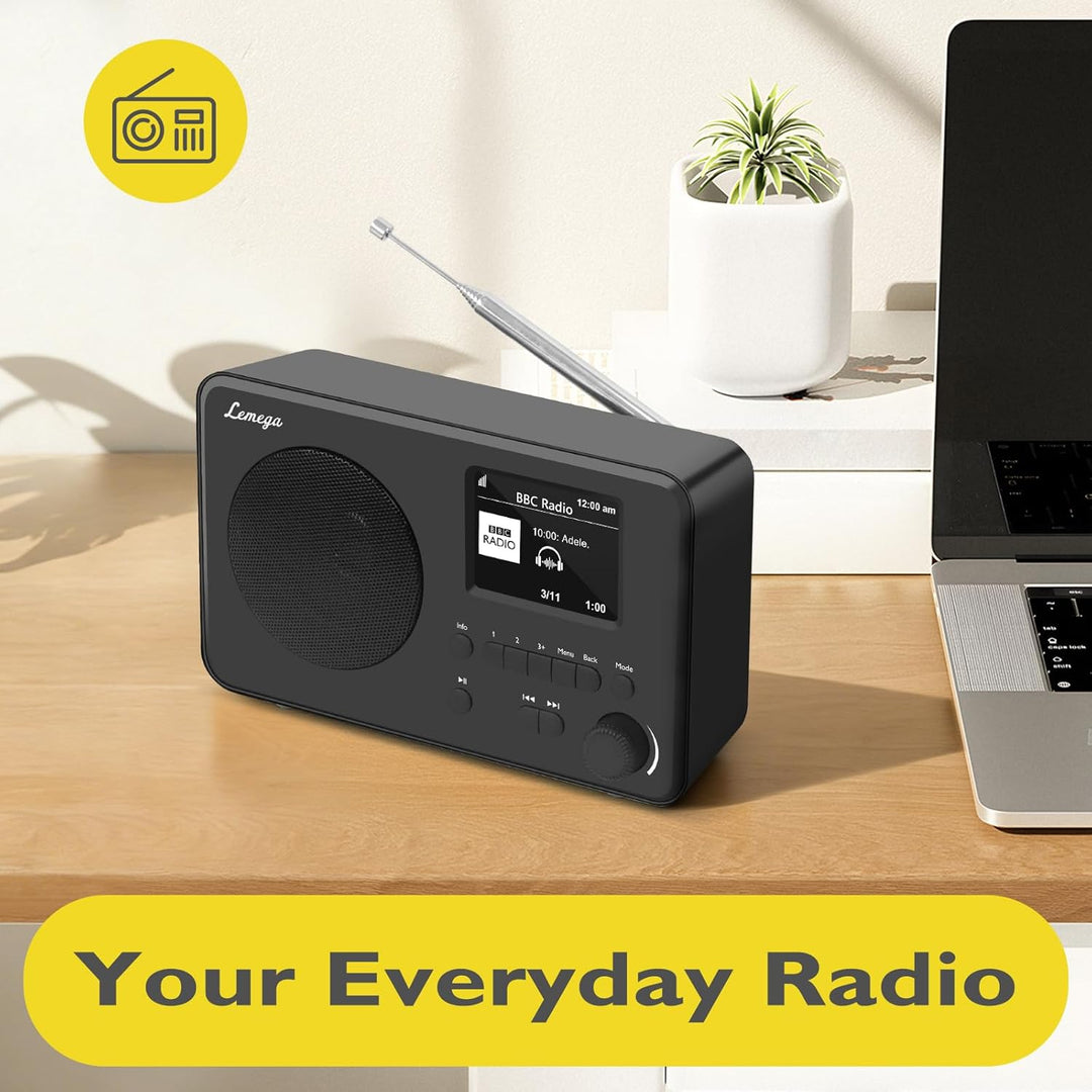 LEMEGA DR3-Max DAB/DAB+/UKW-Digitalradio – Bluetooth-Streaming, tragbares Radio mit 2,4-Zoll-Farbdis